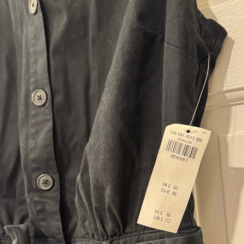 Abercrombie & Fitch Black Button-Up Utility Romper Size Medium TALL - Picture 3 of 5